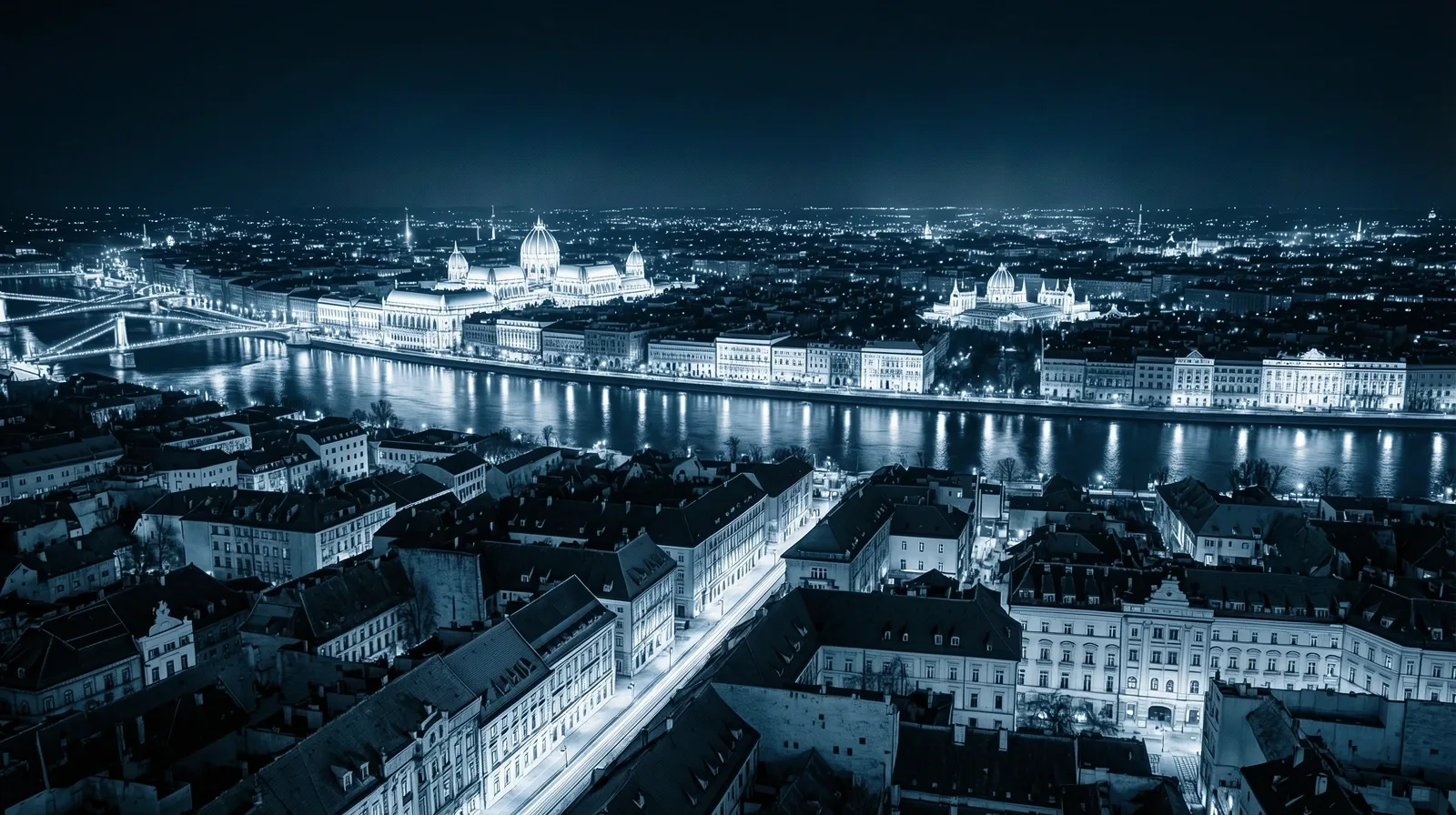 Budapest éjszakai látképe
